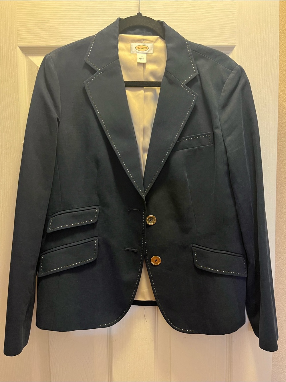 Talbots Navy Blazer with Contrast Stitching